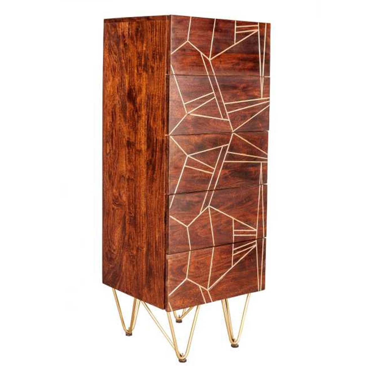 WINCHESTER Oak Finish Chest of Drawers - Tallboy, Medium-sized, 5 Drawers - Elfrida Interiors