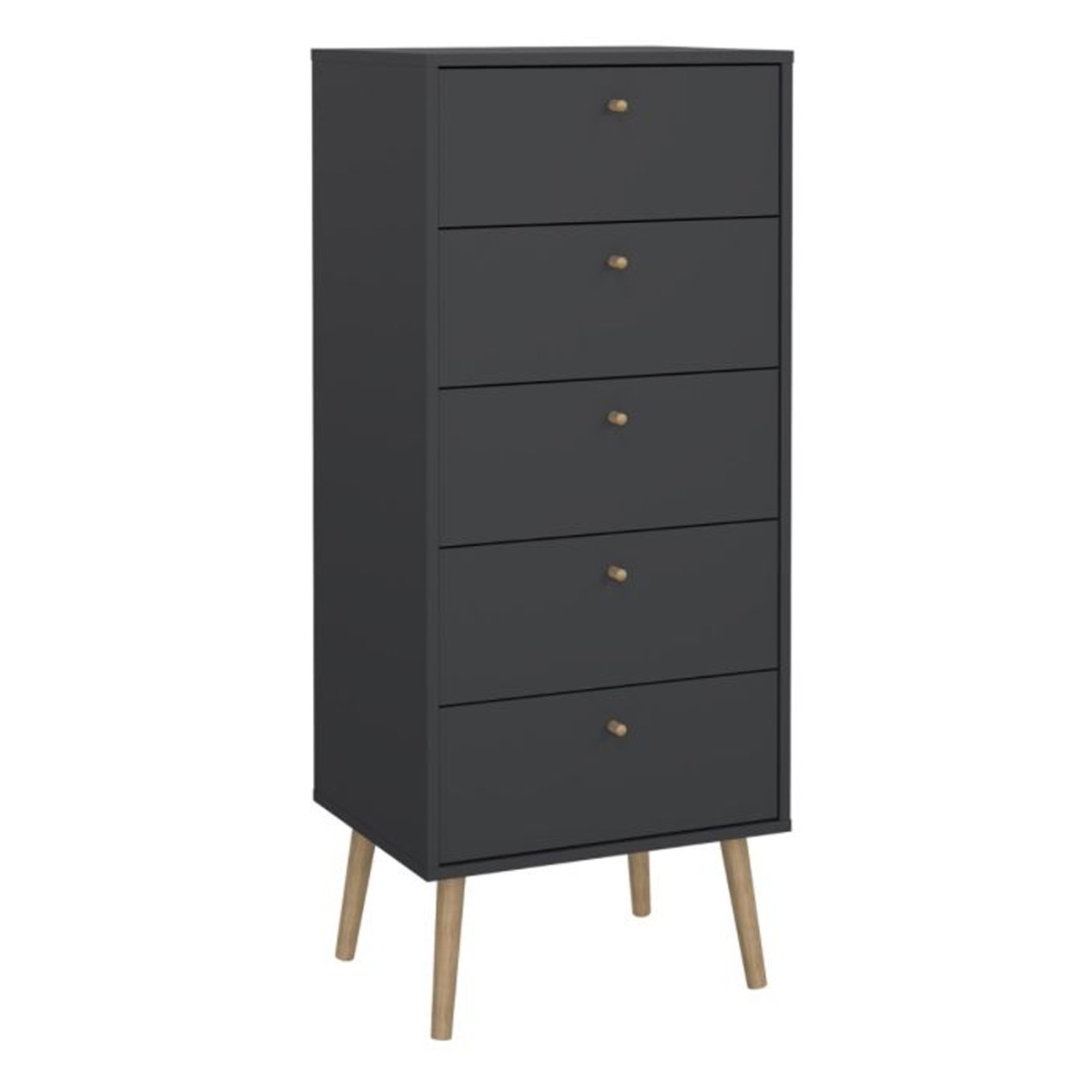 COBALT Grey Chest of Drawers - Tallboy, Medium-sized, 5 Drawers - Rosalind Collection