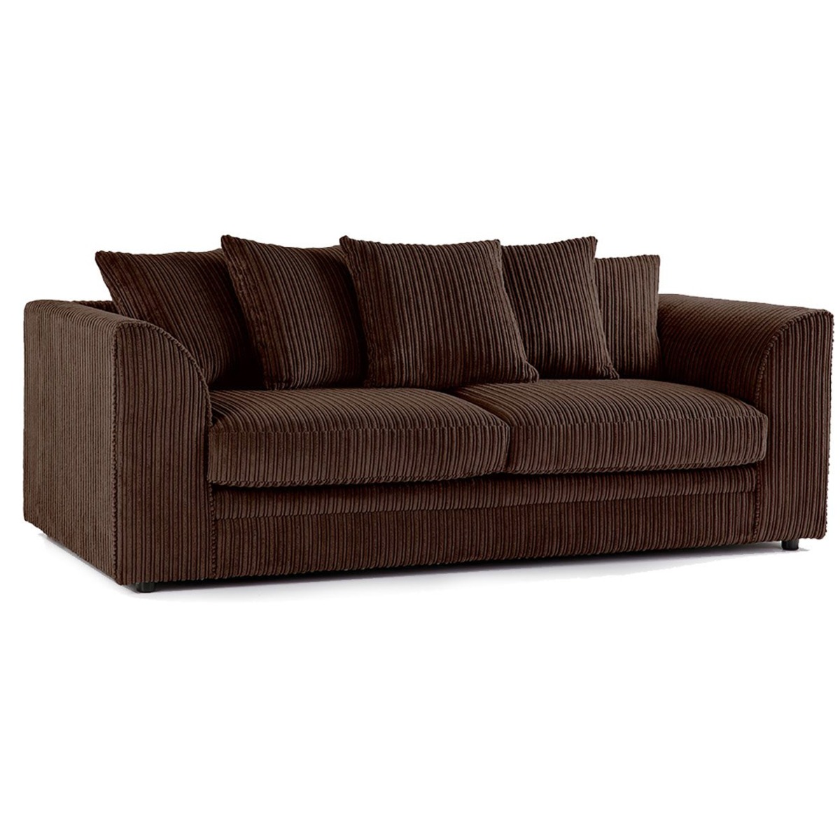 Oxford Scatter Back Full Jumbo Cord 3 Seater Sofa – Chocolate and Other Colours - Home Done