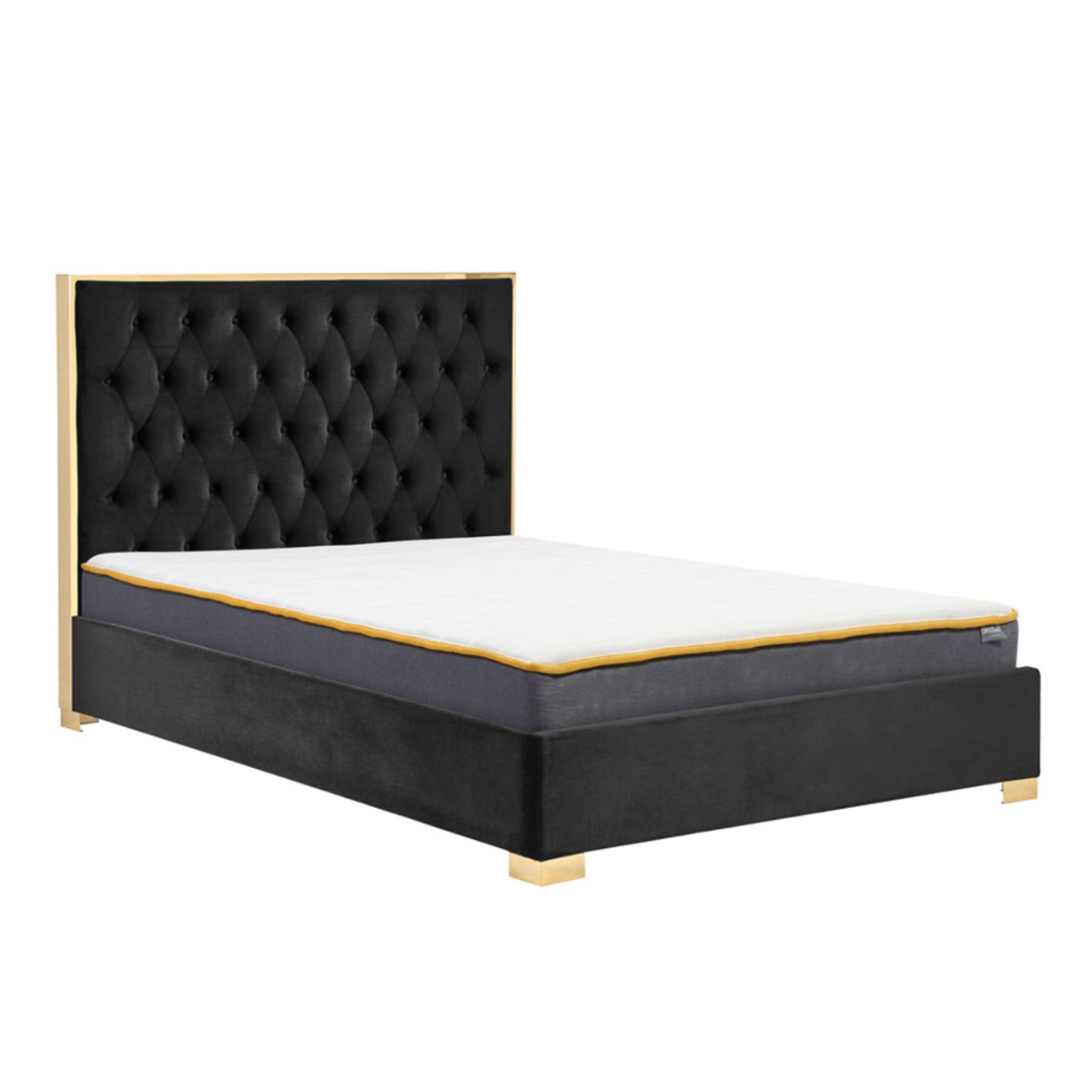 Modern Style Angela Gold Touch Fabric Black Bed - 5ft Kingsize - Birlea Essentials