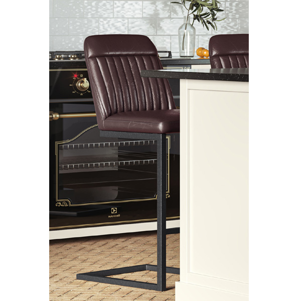 Retro Style Brown PU Leather Kitchen Island Bar Stools - Set of 2 - Vantage Point