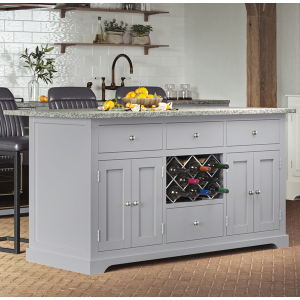 Multifunctional Grey Kitchen Island with Granite Worktop - Vantage Point