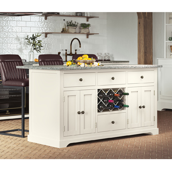 Versatile Design Cream Kitchen Island with Grey Granite Worktop - Vantage Point