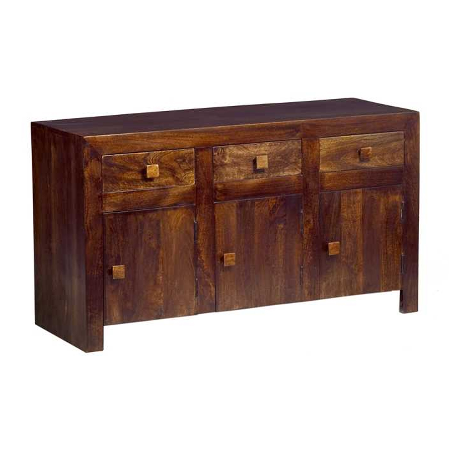 Stella Dark Mango Large Sideboard with 3 Door and 3 Drawers - Walnut - Elfrida Interiors