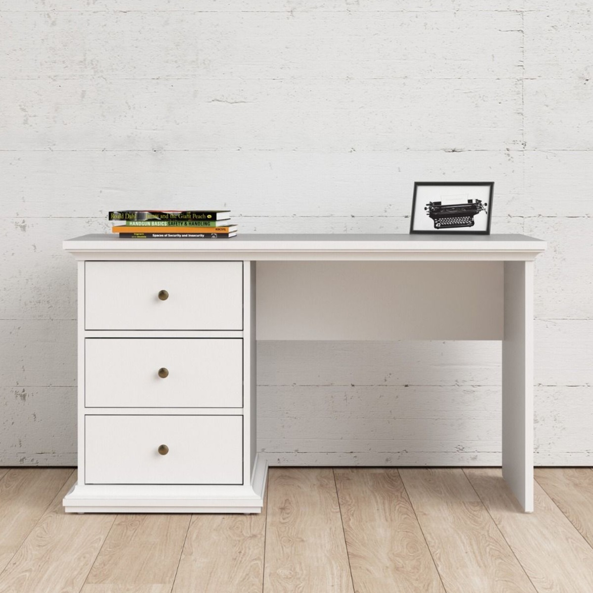Ewelina Modern Design 3 Drawer Computer Desk - White - Rosalind Collection