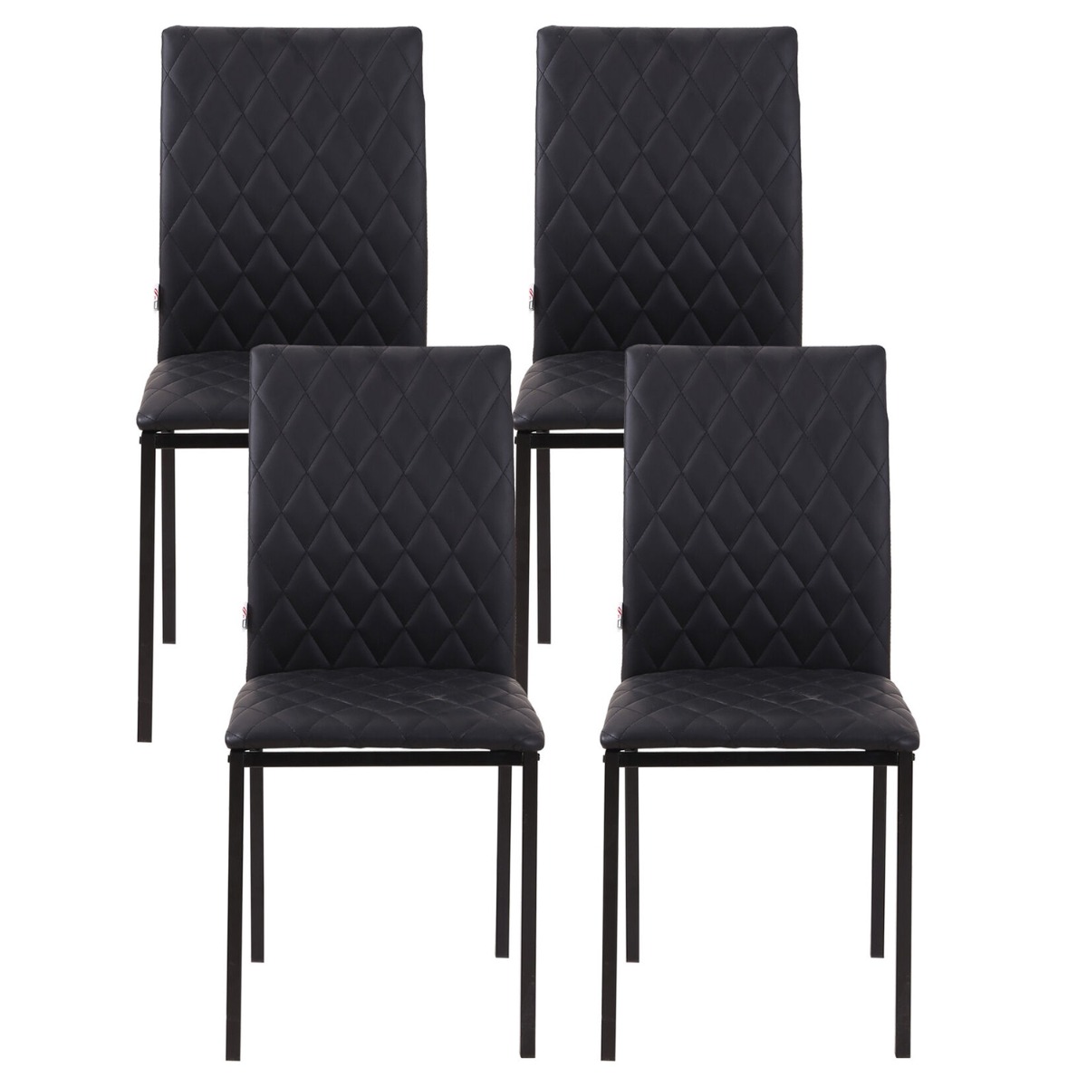 Set of 4 Faux Leather Modern Dining Chairs - Black - Bedroom & More