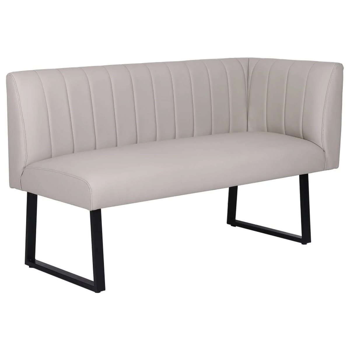 Metal U Shaped Legs Stitched Fabric Left Hand Corner Dining Bench - Taupe - Kettle Homes