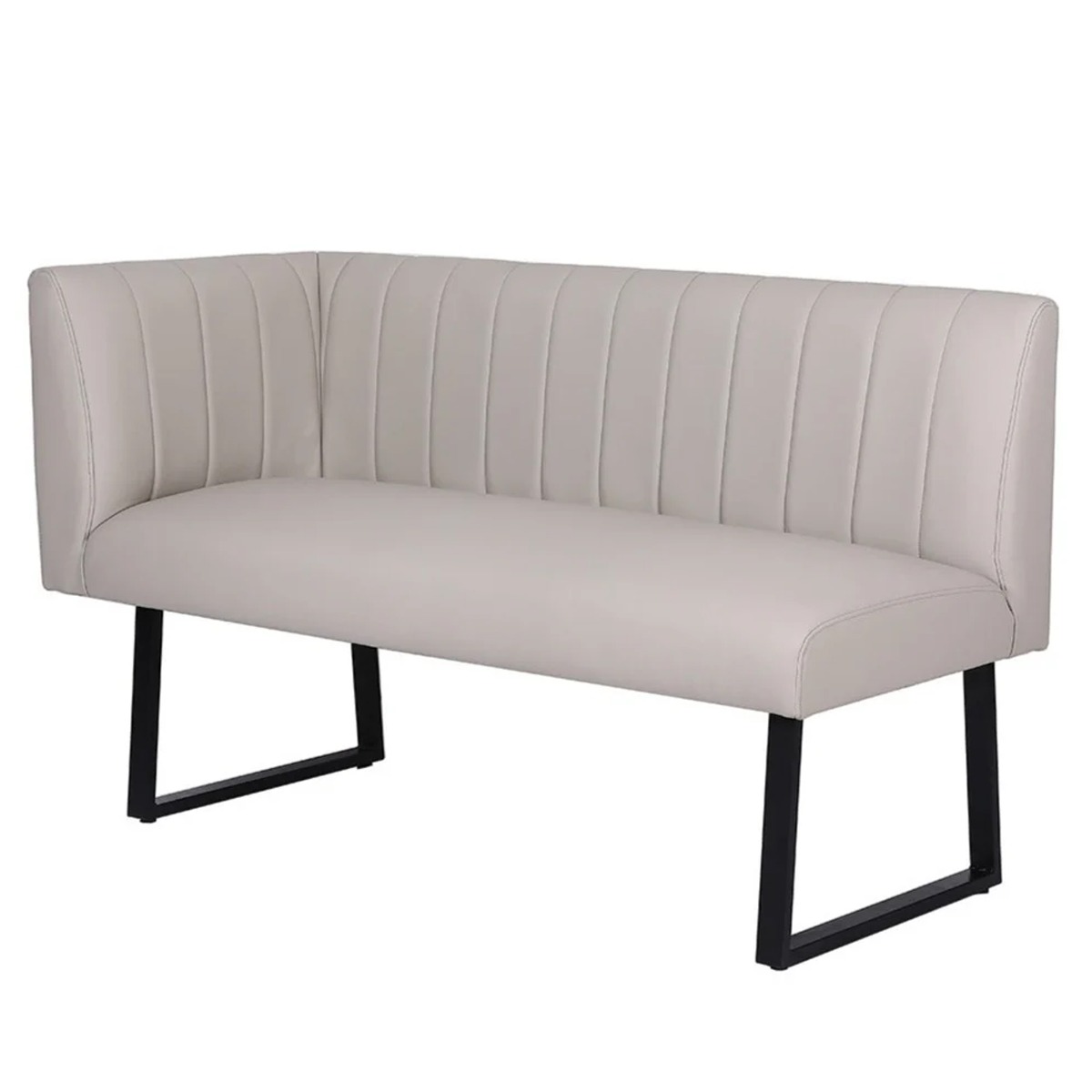 Metal U Shaped Legs Stitched Fabric Right Hand Corner Dining Bench - Taupe - Kettle Homes