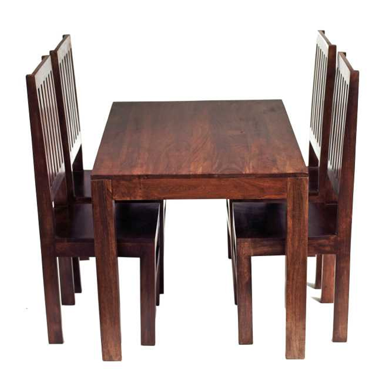 Stella Dark Mango 4 FT Dining Table Set With 4 Wooden Chairs - Walnut - Elfrida Interiors
