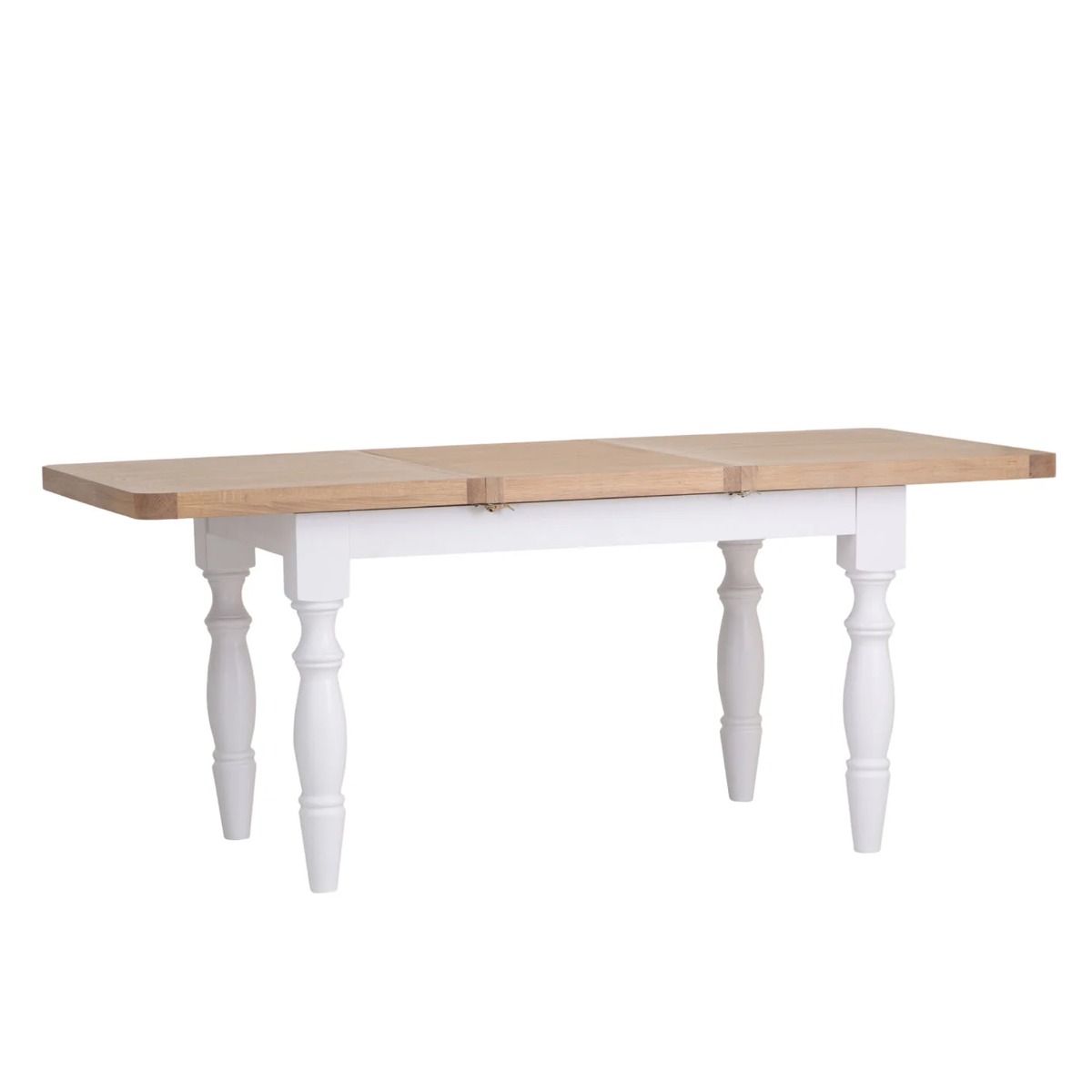 Oak Extendable White Legs Dining Table with Hidden Butterfly Mechanism - 1.3m - Kettle Homes