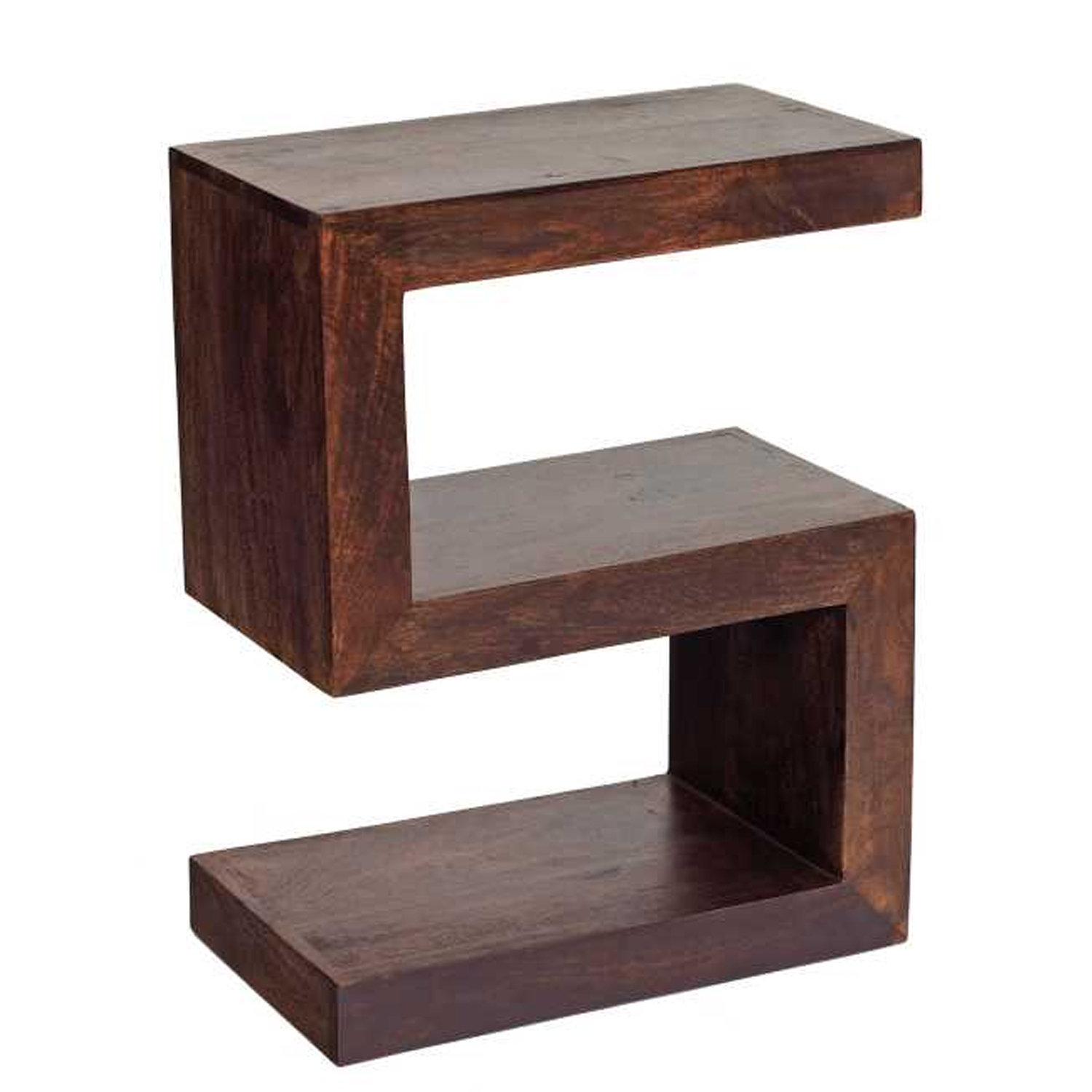Stella Dark Mango S Shaped Display Unit - Walnut - Elfrida Interiors