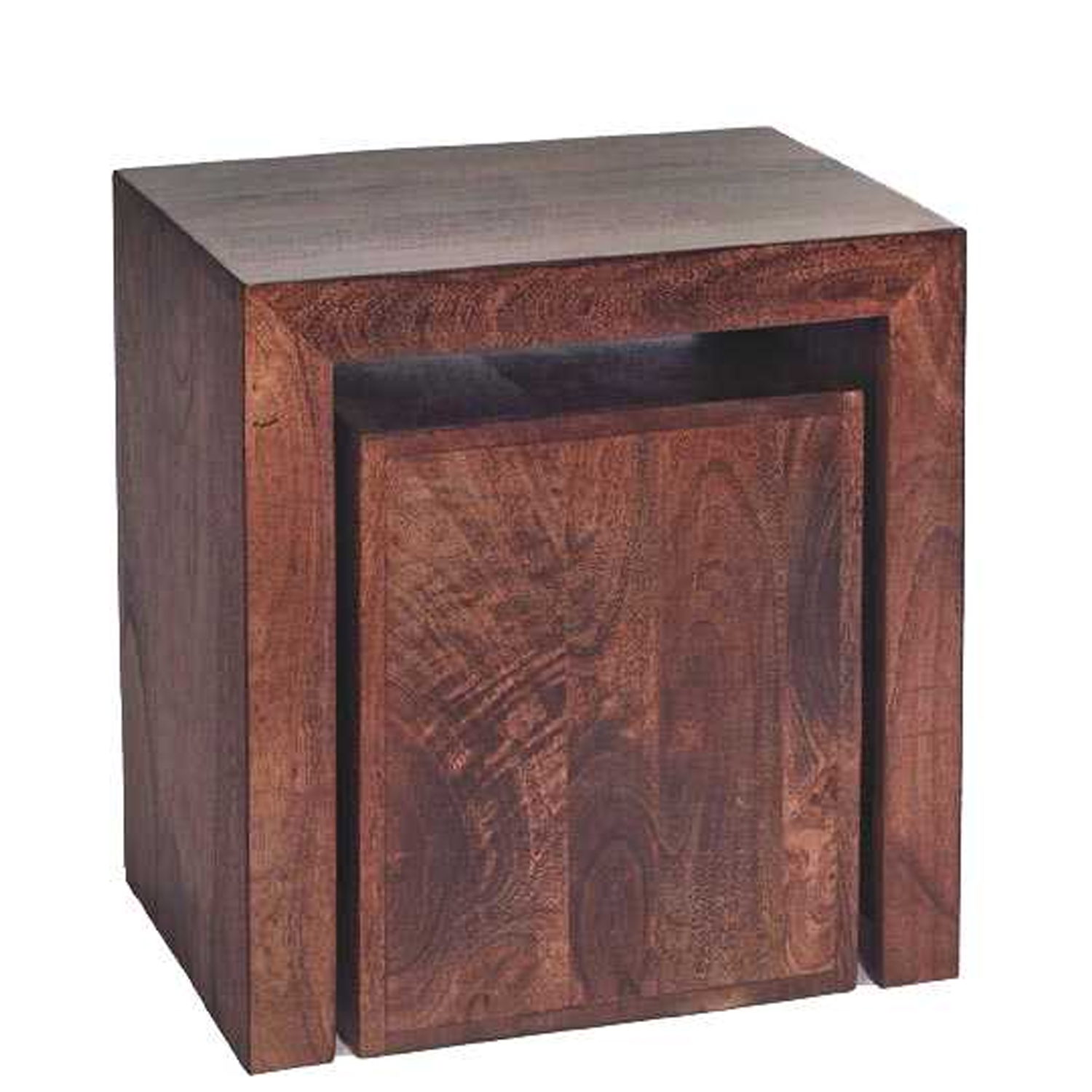 Stella Dark Mango Cubed Nest Of 2 Tables - Walnut - Elfrida Interiors