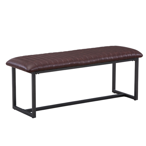 Doyle Elegance Vintage Leather Dining Bench - Brown - Vantage Point