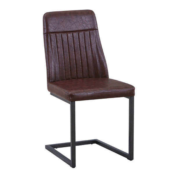 Doyle Elegance Vintage Brown Leather Dining Chairs - Set of Two - Vantage Point