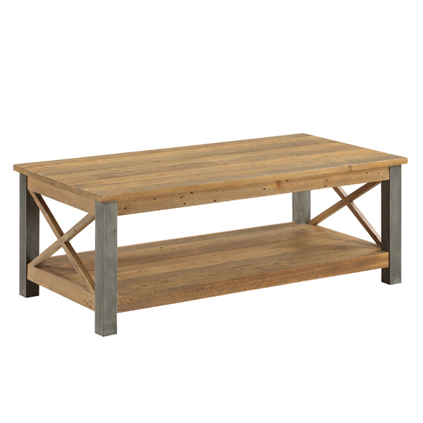 Doyle Rustic Cross Design Frame Open Shelf Coffee Table - Vantage Point