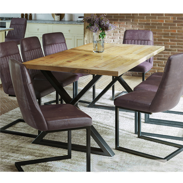 Doyle Elegance Rustic Large Dining Table - Natural Wood - Vantage Point