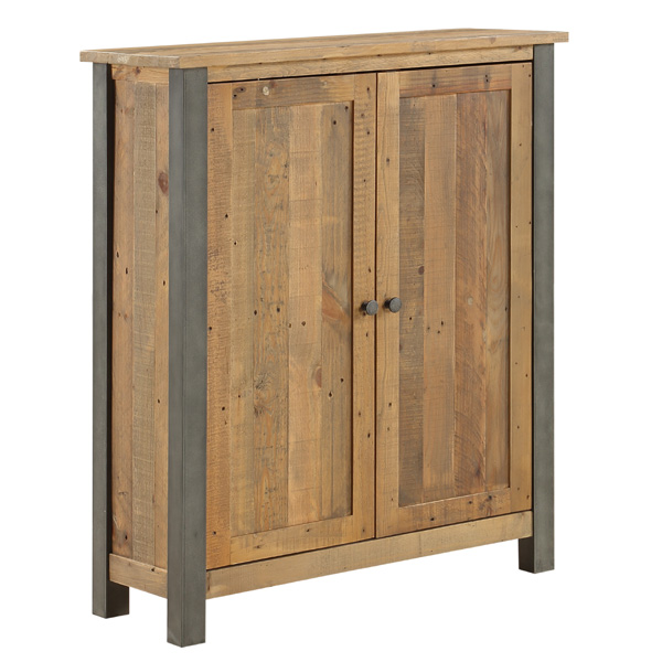 Doyle Rustic Industrial Design 2 Door Small Shoe Cabinet - Vantage Point
