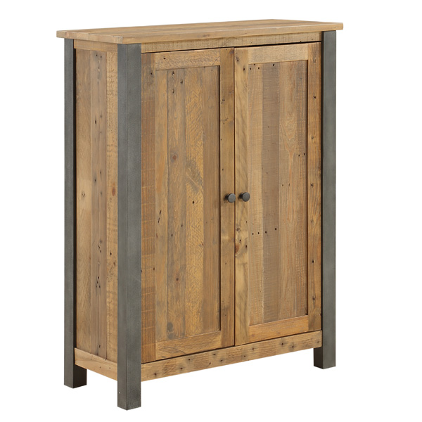 Doyle Rustic Industrial Design 2 Door Large Shoe Cabinet - Vantage Point