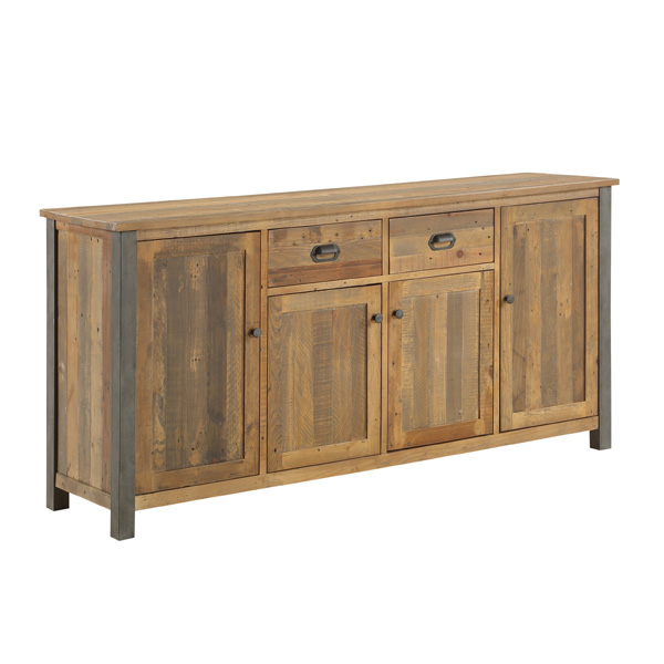 Doyle Elegance Rustic 4 Door Extra Large Sideboard with 2 Drawer - Natural Wood - Vantage Point