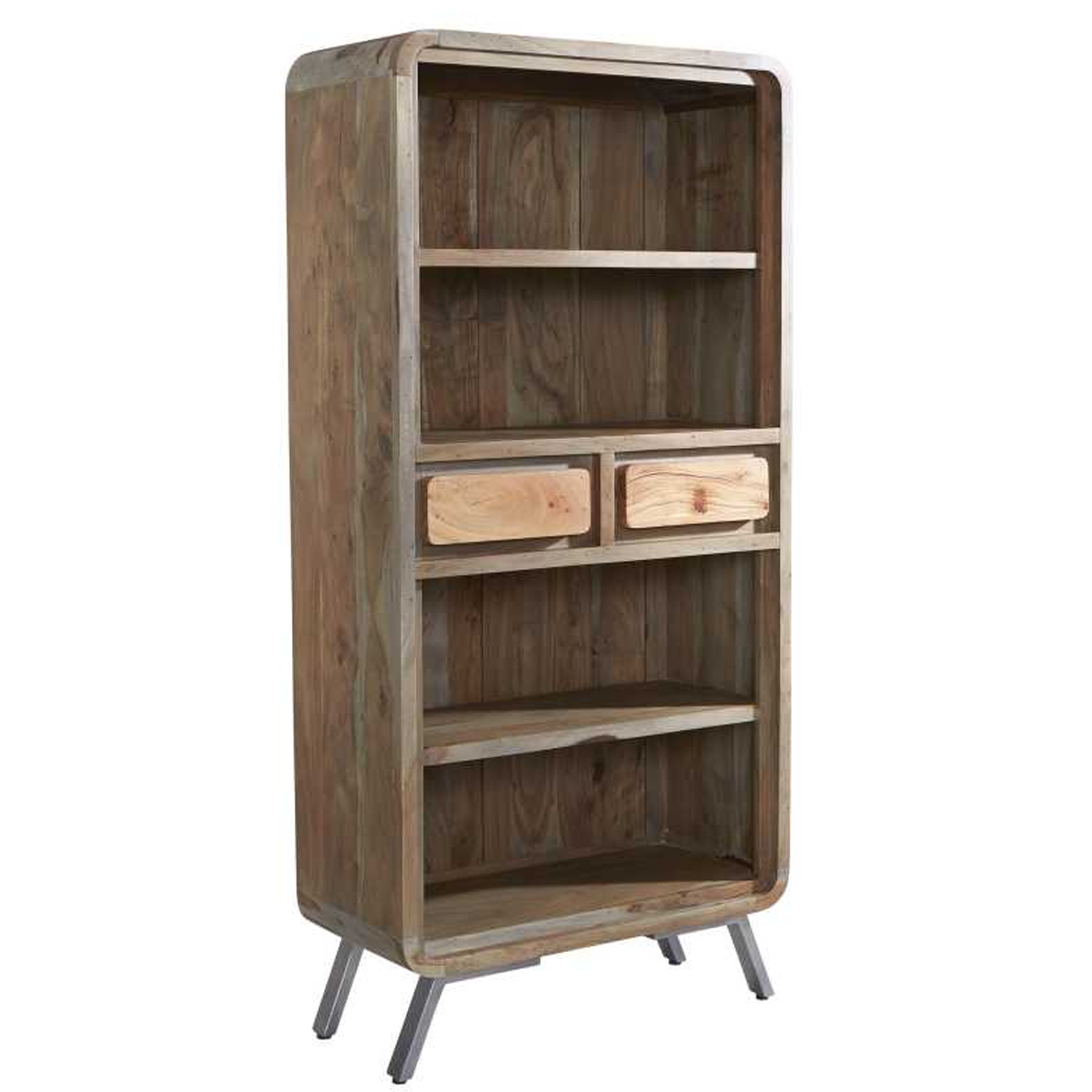 Fiona Metal Legs Unique Retro Style Wooden Large Bookcase - Elfrida Interiors