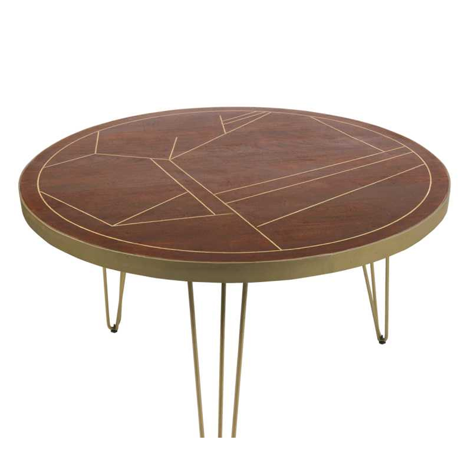 Georgjna Stylish Leg Frame Dark Gold Round Dining Table - Elfrida Interiors