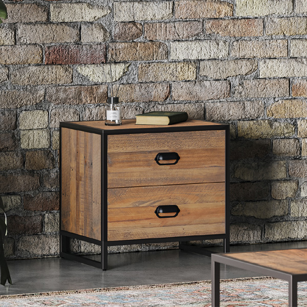 OHIO Oak Finish Chest of Drawers - Small-sized, 2 Drawers, Ready Assembled - Vantage Point