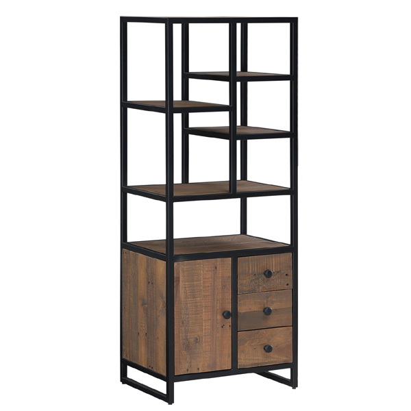 Hayley Modular Reclaimed Wood Display Unit with Cupboard and Shelves - Vantage Point