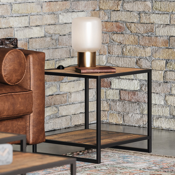 Hayley Reclaimed Wood Side Table with Open Shelf - Vantage Point