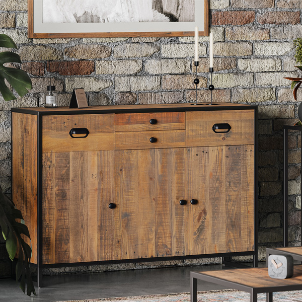Hayley Reclaimed Wood Sideboard with 4 Drawers and 3 Cupboards - Vantage Point