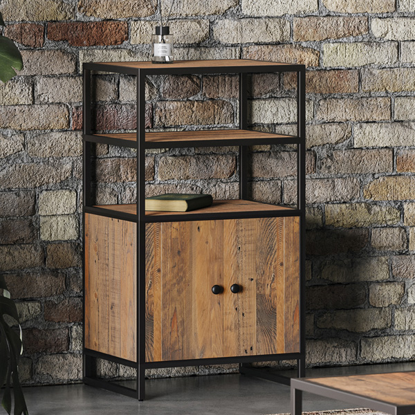 Hayley Modular Reclaimed Wood Sideboard Unit with Cupboard and Shelves - Vantage Point
