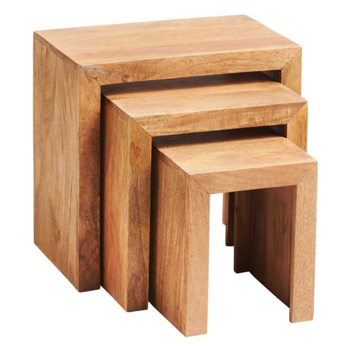 Stella Light Mango Wood Nest Of 3 Tables - Matt Finish - Elfrida Interiors