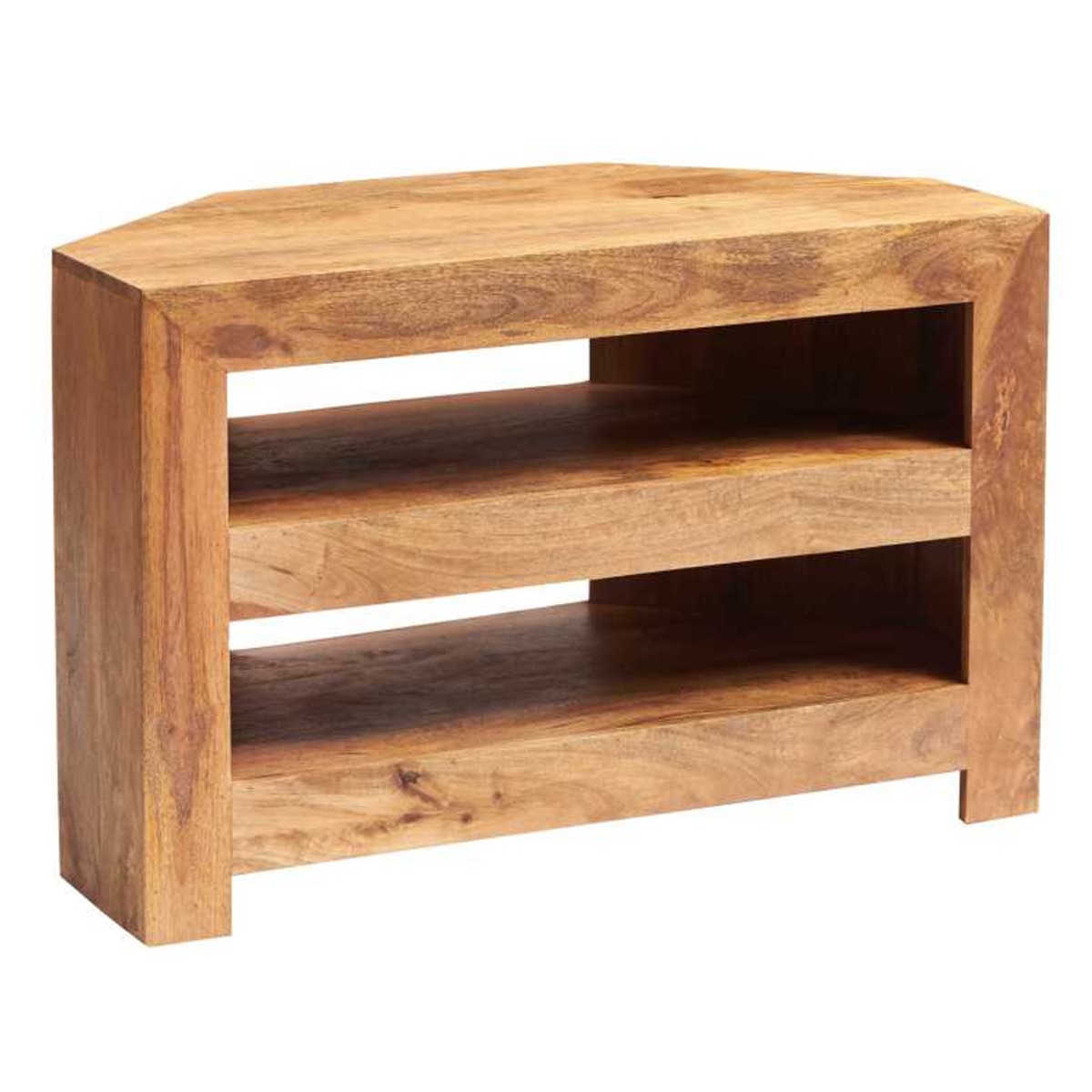 Stella Light Mango Wood Open Corner TV Unit - Matt Finish - Elfrida Interiors