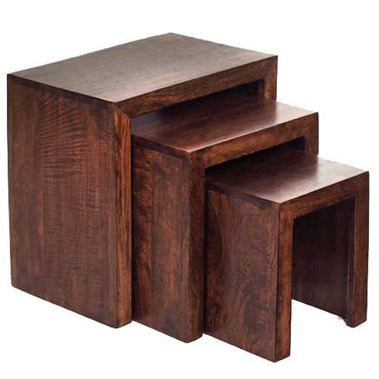 Stella Dark Mango Cubed Nest Of 3 Tables - Walnut - Elfrida Interiors