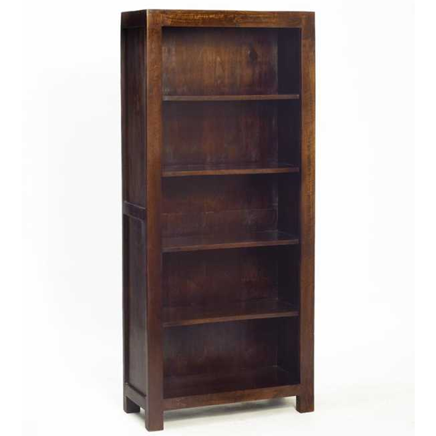 Stella Dark Mango Large Open 4 Shelves Bookcase - Walnut - Elfrida Interiors