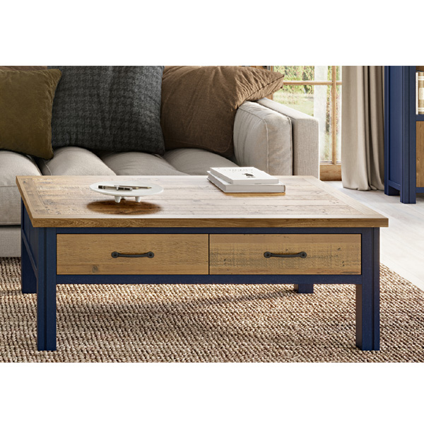 Splatter of Blue Coffee Table with 4 Drawers - Vantage Point
