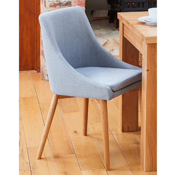 Oak Grey Upholstered Linen Fabric Dining Chairs - Set of 2 - Vantage Point