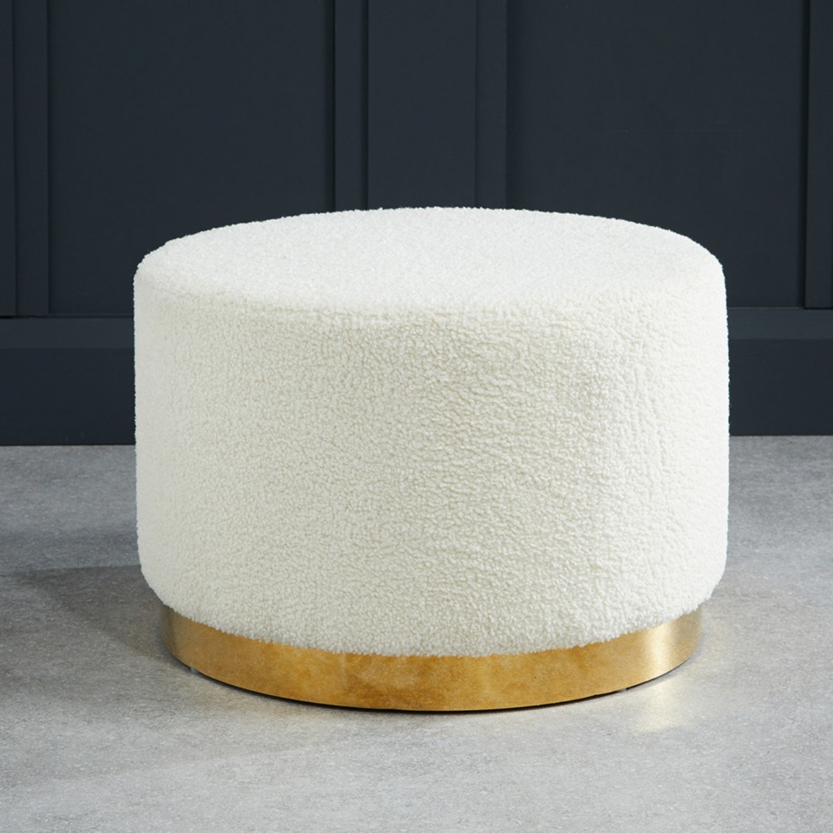 Britton Gold Base Large Pouffe Ted - Cream - Leeds Plywood