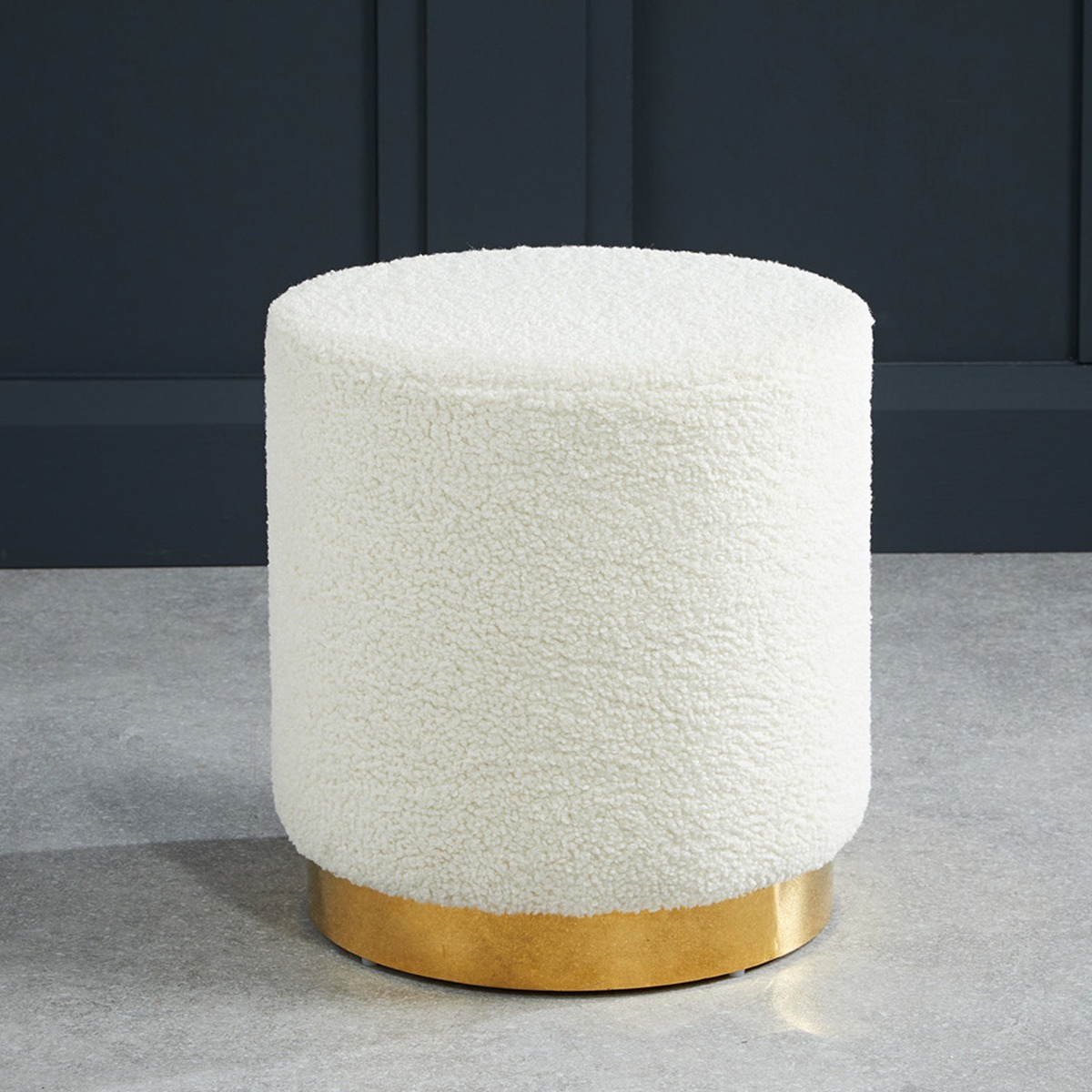 Britton Gold Base Small Pouffe Ted - Cream - Leeds Plywood