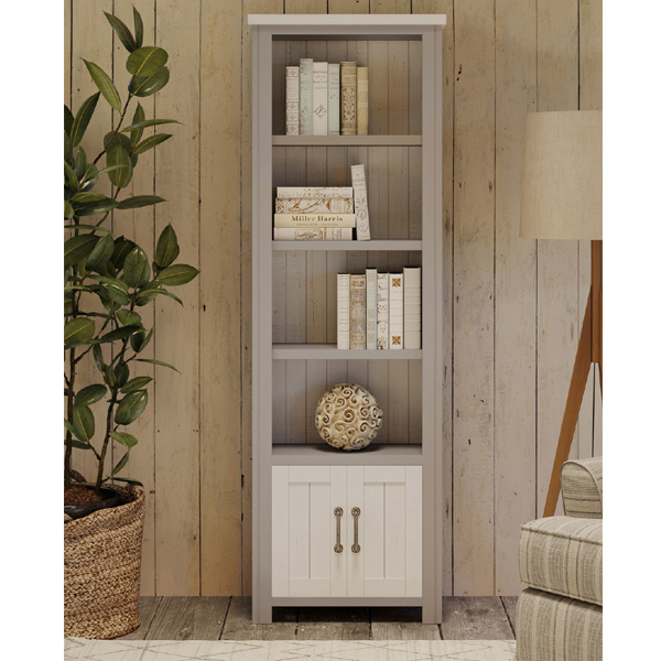 Ronald Grey Range Narrow Bookcase with 2 Doors and 4 Shelves - Vantage Point