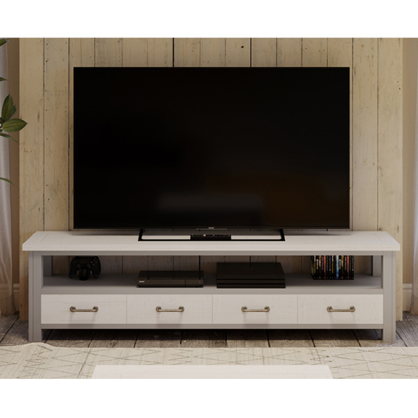 Ronald Grey Range Large TV Unit Stand with 4 Drawer and Open Shelf - Vantage Point