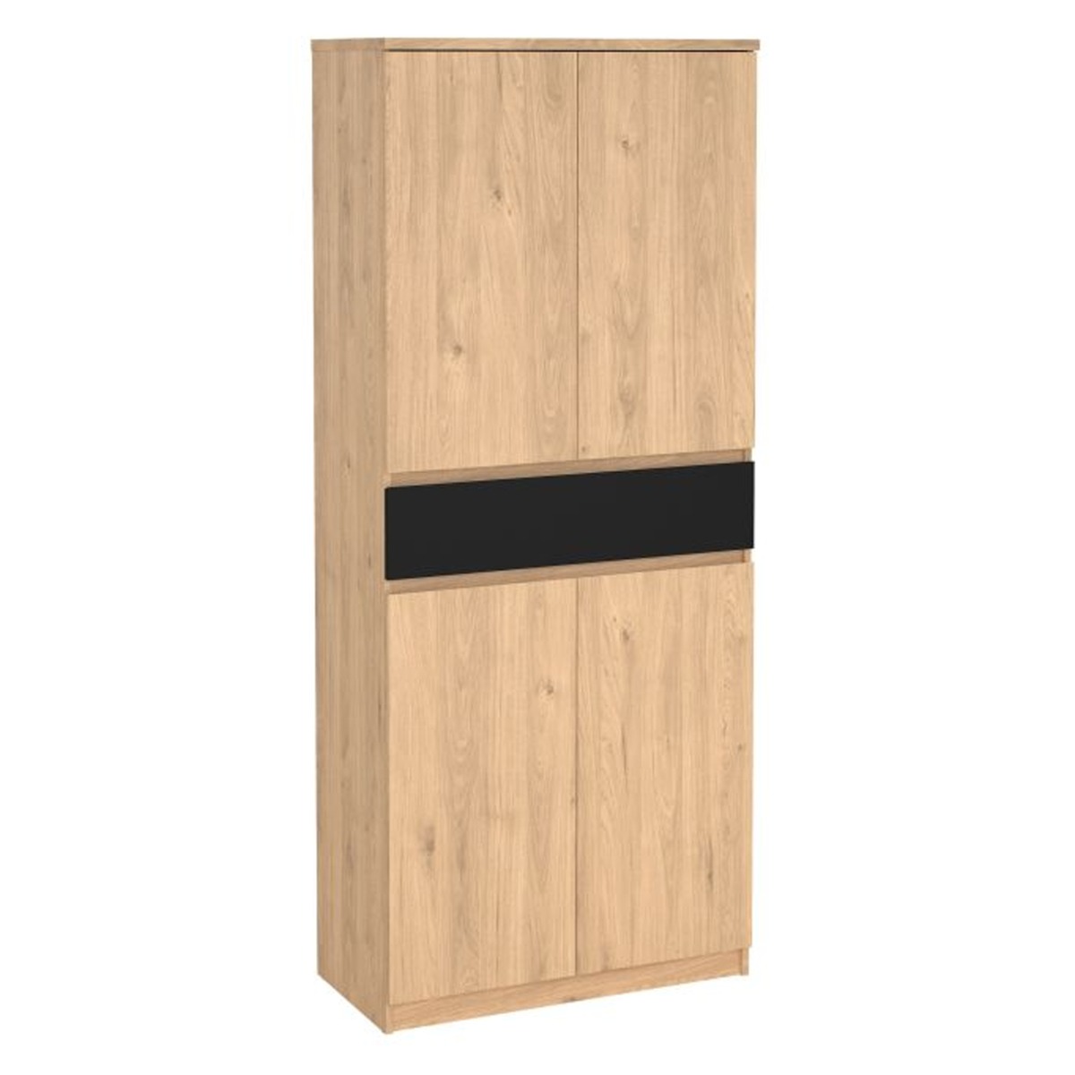 Robbie 4 Doors Shoe Cabinet with 1 Drawer in Jackson Hickory Oak and Black - Rosalind Collection