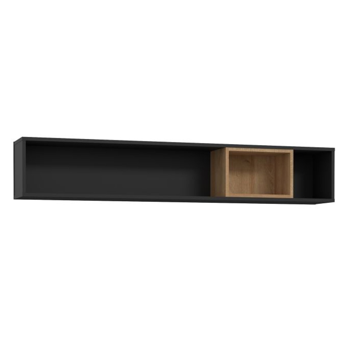 Cherwell Riviera Oak Wall Shelf - Matt Black - Rosalind Collection