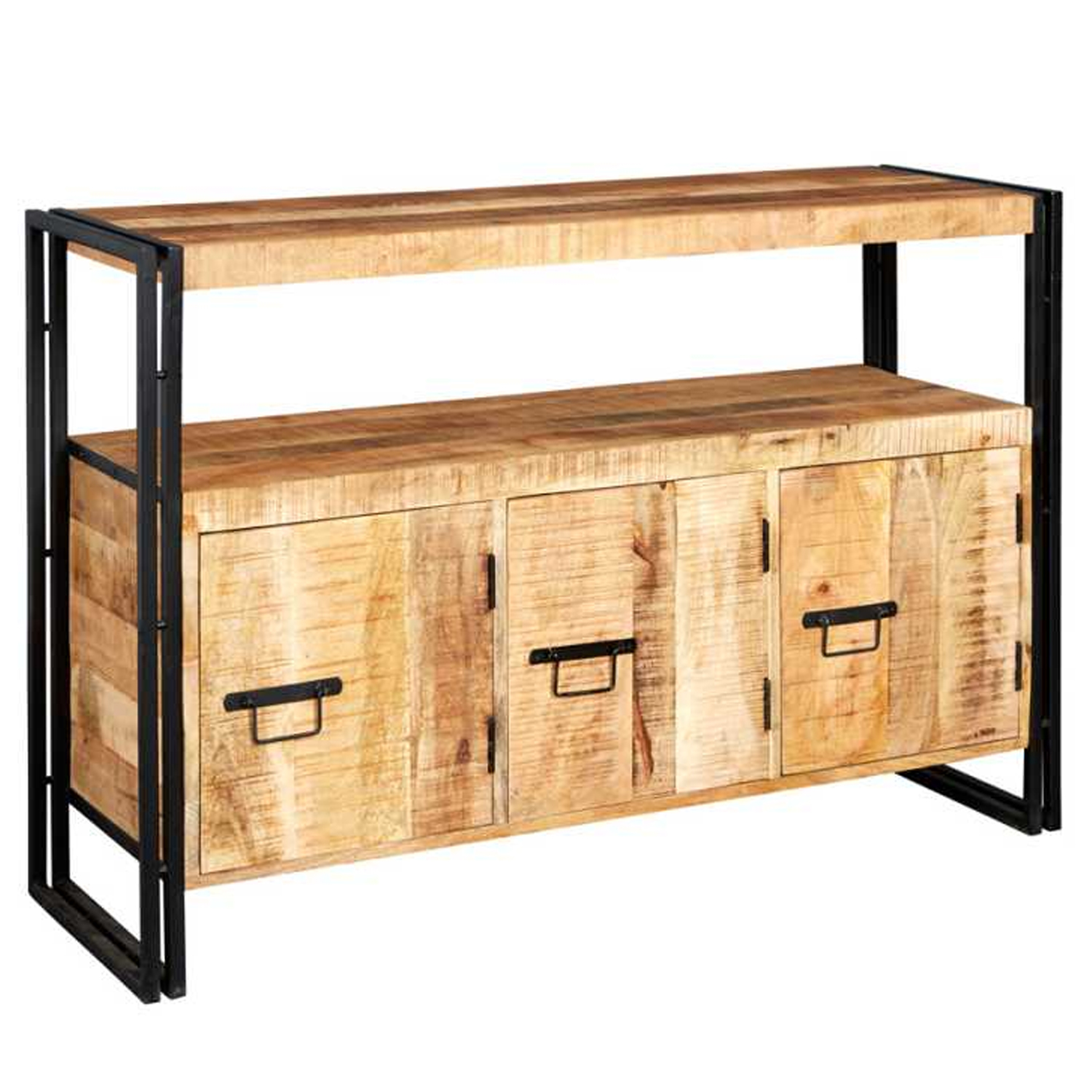 Michelle Industrial Style Sideboard with 3 Drawers - Natural Hardwood - Elfrida Interiors