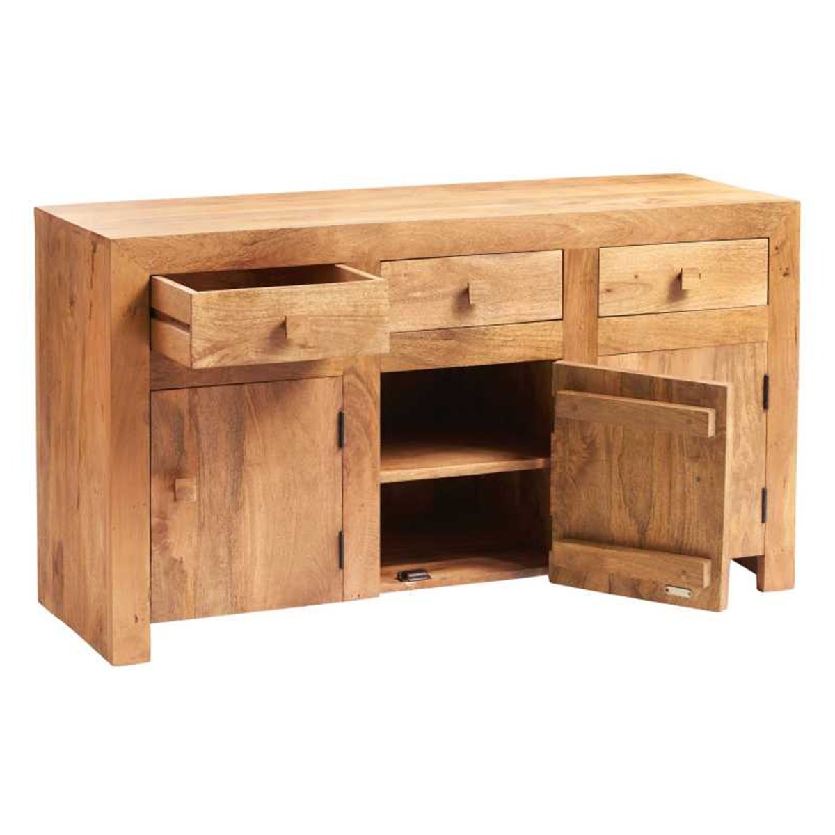Stella Light Mango Wood Large Sideboard With Doors and Drawers - Matt Finish - Elfrida Interiors