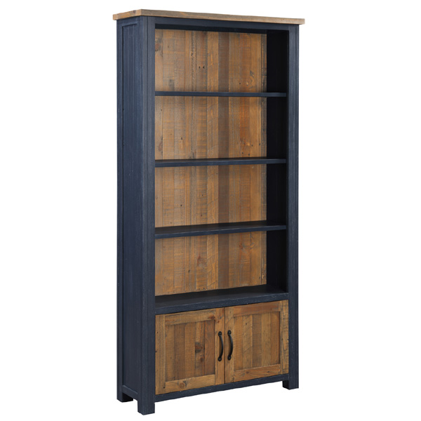 Splatter of Blue Large Bookcase with 2 Door and Shelves - Vantage Point
