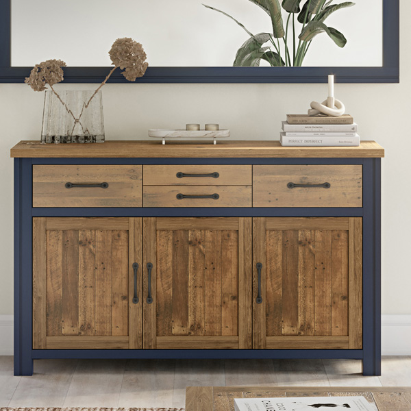 Splatter of Blue Sideboard with 4 Drawers and 3 Cupboards - Vantage Point
