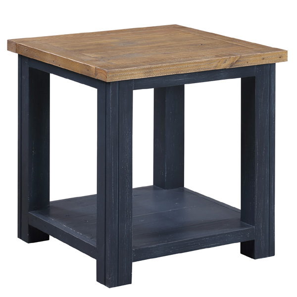 Splatter Reclaimed Wood Side Table and Open Shelf - Blue - Vantage Point