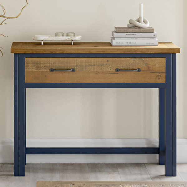 Splatter Reclaimed Wood Blue Hidden Space Compact Computer Desk - Vantage Point