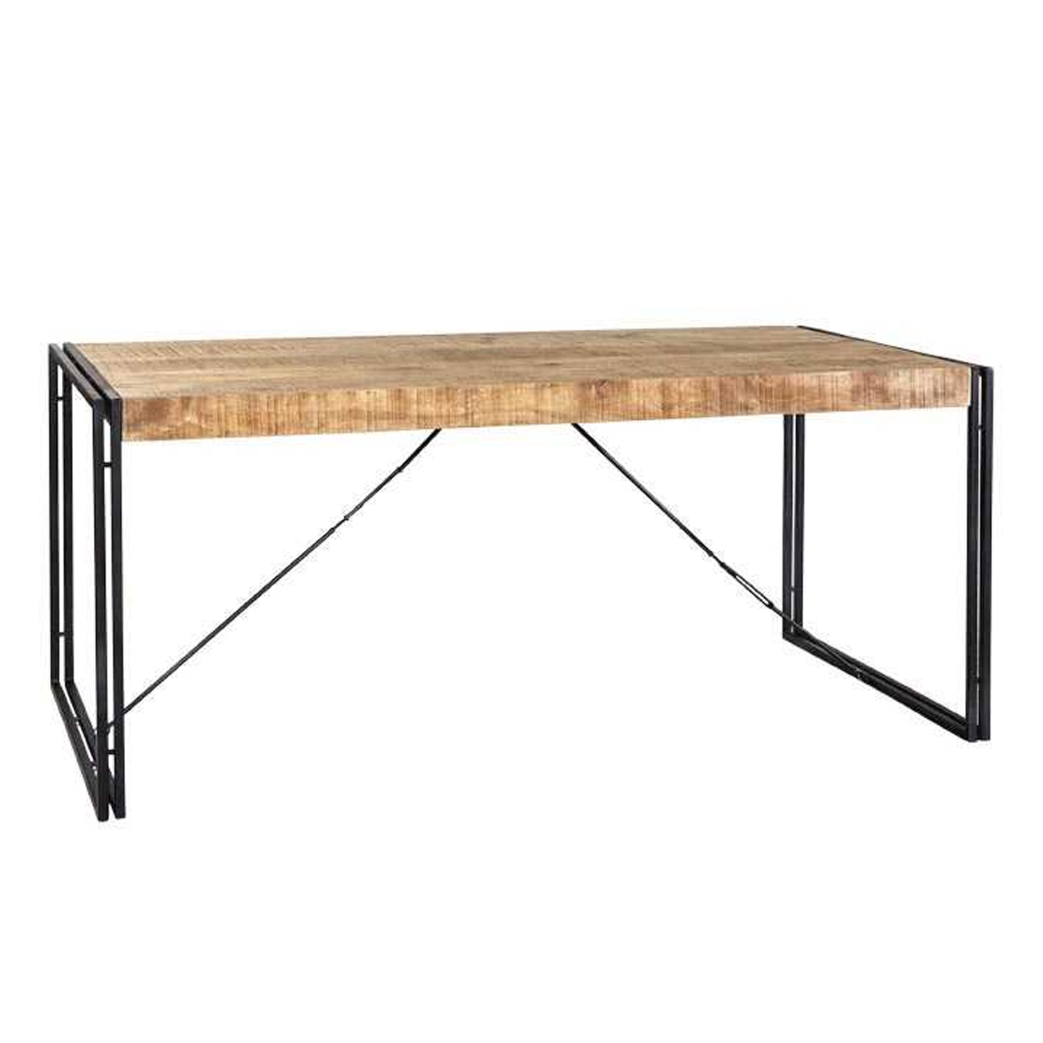 Michelle Metal Frame Wood Top Medium Dining Table - Natural Hardwood - Elfrida Interiors