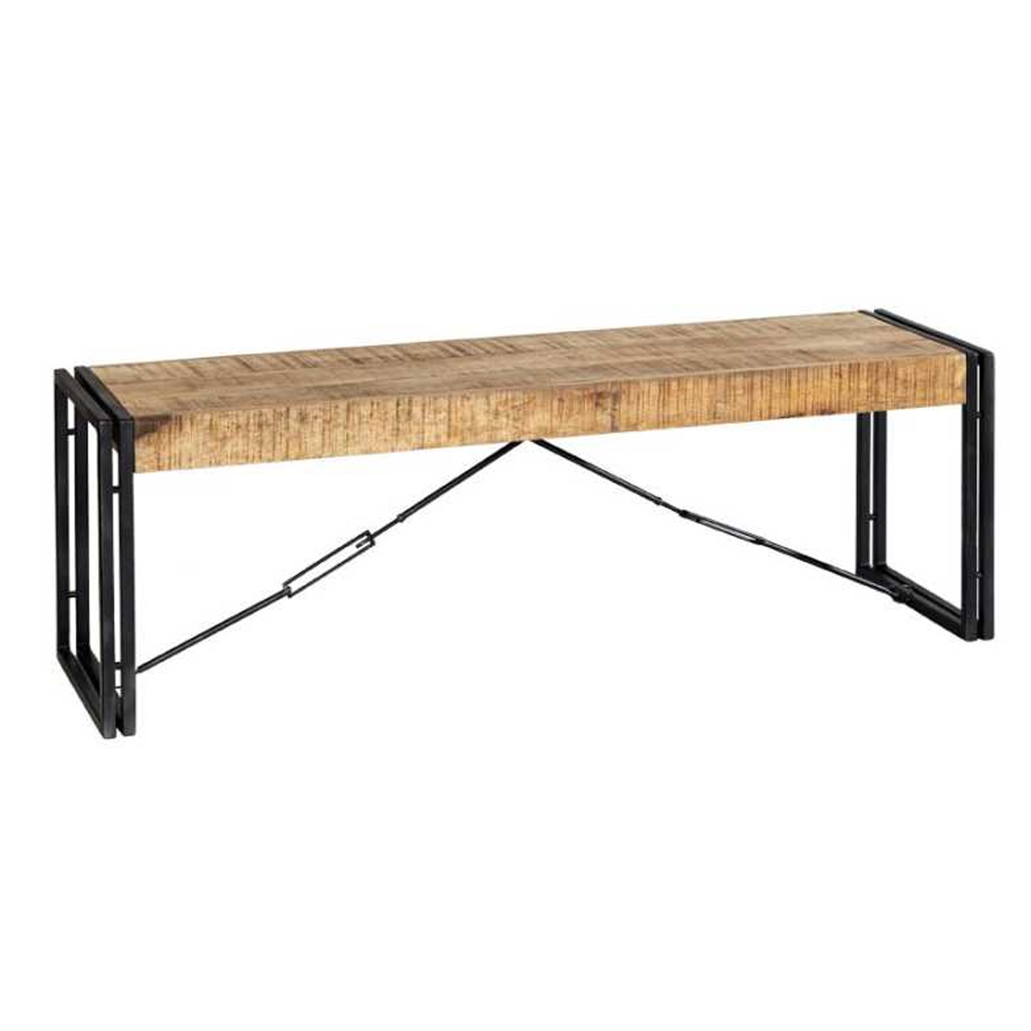 Michelle Metal Frame Wood Top Dining Bench - Natural Hardwood - Elfrida Interiors